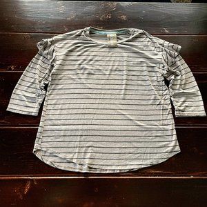 Anthropologie Dolan Ruffle Detail Striped Shirt